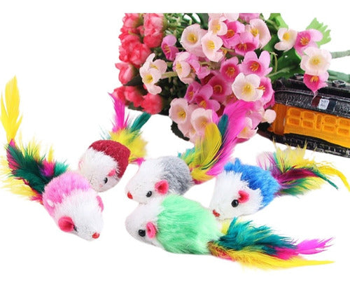 Set 3 Raton De Jugete Para Gato Con Pluma