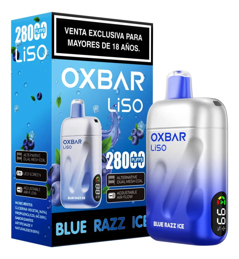 VAPORIZADOR LISO 28000 BLUE RAZZ ICE -OXBAR